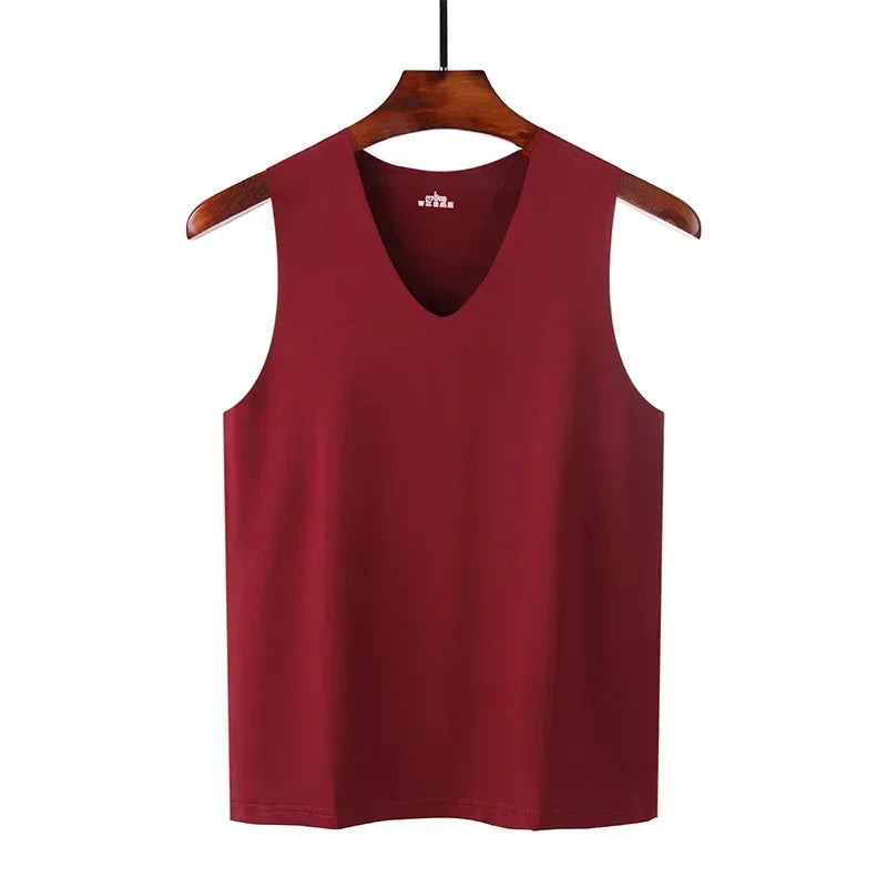 Ice Silk Tank Tops Seamless Mens Vest Loose Sleeveless Sport Bodysuit Vest For Men Plain Casual Summer Tank Undershirts Cool 5XL -
