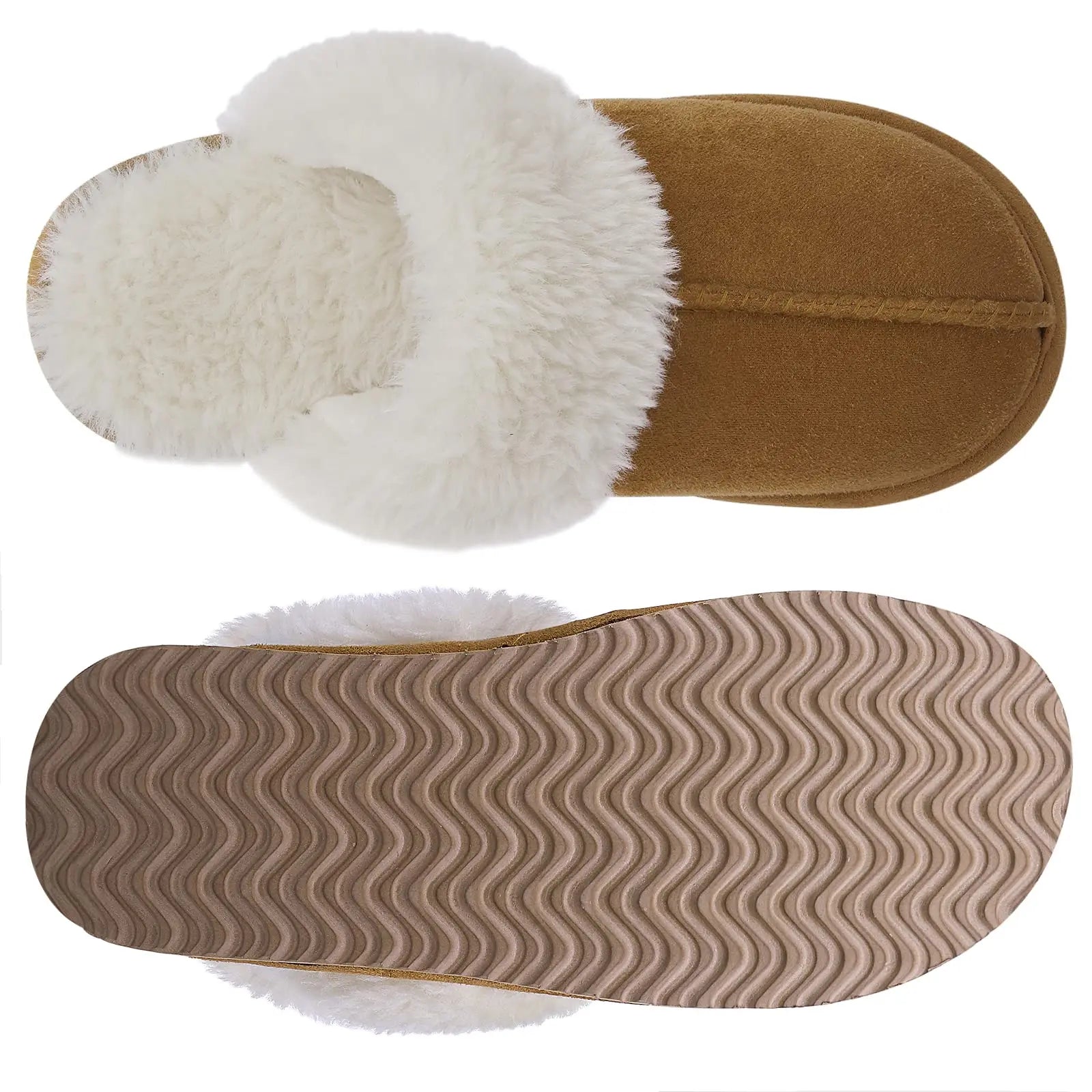 Evshine Women Plush Cotton Slippers Winter Indoor Warm Soft House Slipper Comfort Memory Foam Slides Outdoor Fur Fuzzy Flat Shoe -