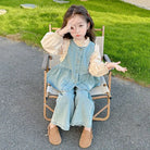 Children's Clothing Sets Girls Denim Vest + Long Sleeve Shirt + Wide Leg Pants Three-piece Suit Toddler Kids Boutique Clothes -