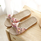 Ladies' Bohemian Style Bow Flower Linen Slippers Sandals Beach Shoes Home Shoes Beach Slippers Indoor Non Slip Shoes 2024 -