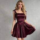Women Sexy Mini Dress (Burgundy) -