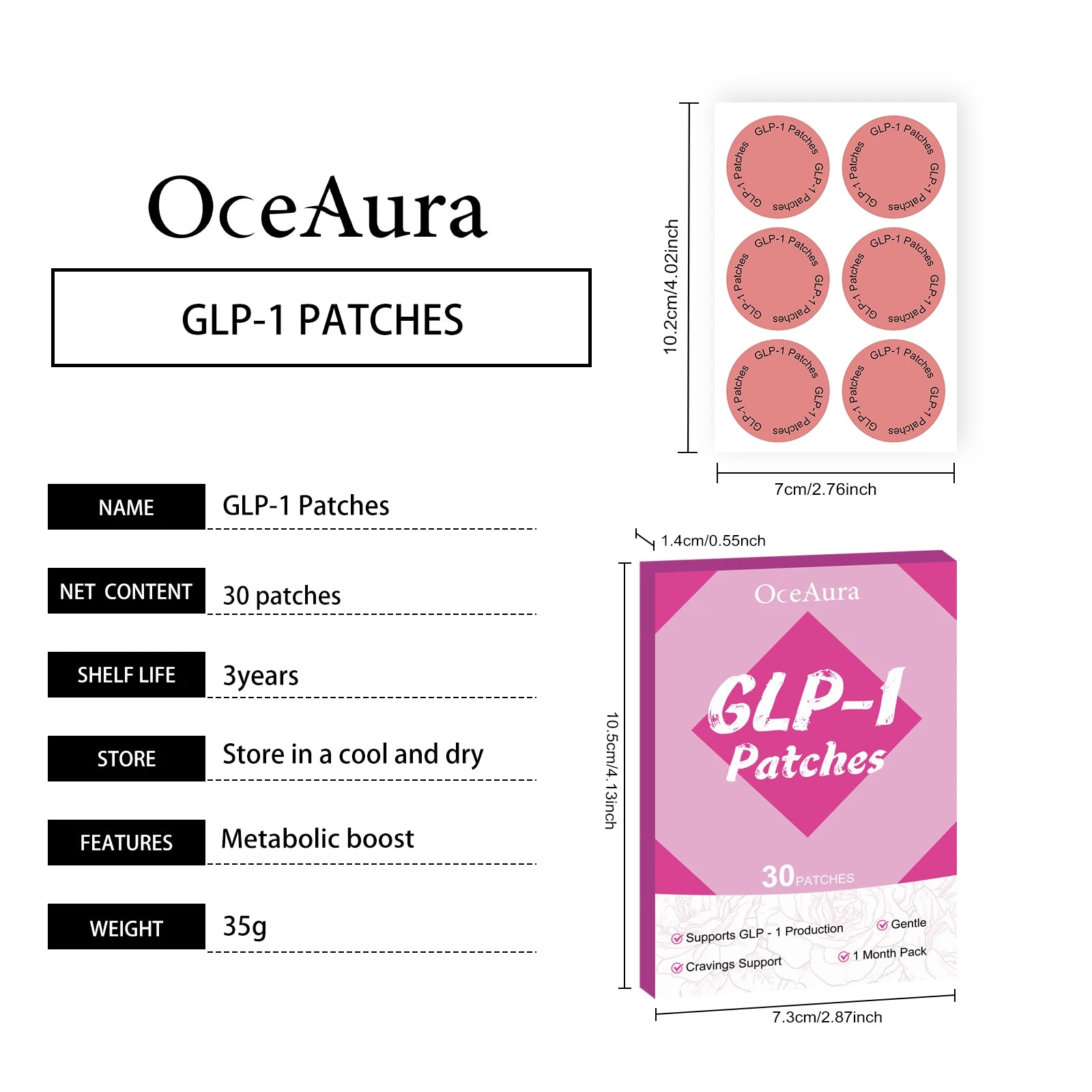 OceAura GLP-1 Patches for Weight Loss Sculpting Shaping Body Appetite Control -