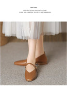 Woman Spring Casual Square Toe Low Soft Soled Shoes Lolita Ballerina Red Flats Female Elegant French Retro Buckle Mary Janes -