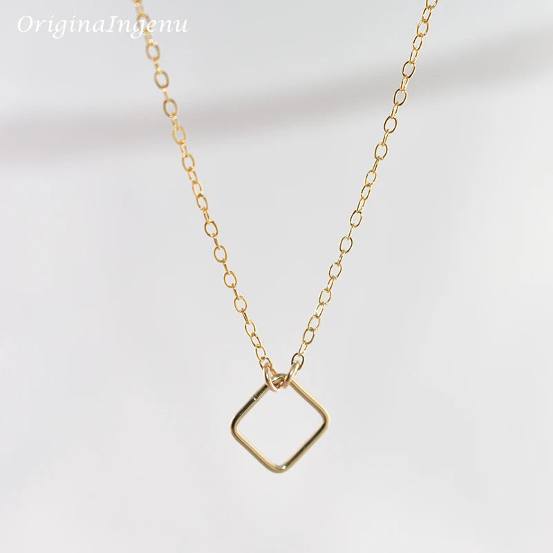 Square Necklace Handmade Jewelry Gold Choker -