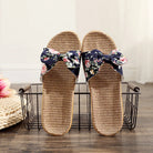 Ladies' Bohemian Style Bow Flower Linen Slippers Sandals Beach Shoes Home Shoes Beach Slippers Indoor Non Slip Shoes 2024 -