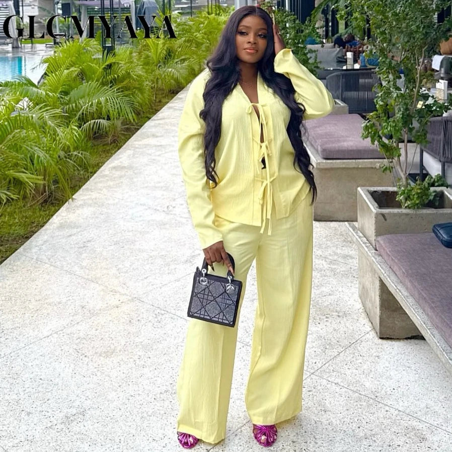 Wide Leg Pants Suit -