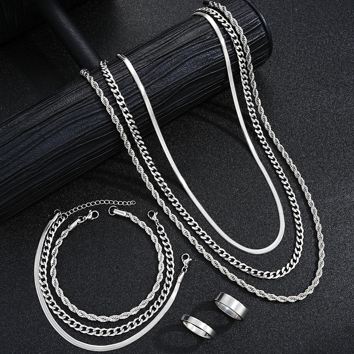 Stainless Steel Silver Color Jewelry Sets -