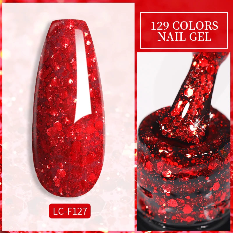 Explore your creativity with this comprehensive set of 129 colors of 7ML nail gel polish. Perfect for nail art enthusiasts, these semi-permanent colors allow for endless possibilities and stylish designs. -