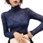 Achieve an elegant and feminine look with this long sleeve lace crochet top. The see-through design adds a touch of allure and sophistication to your outfit. -