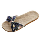 Ladies' Bohemian Style Bow Flower Linen Slippers Sandals Beach Shoes Home Shoes Beach Slippers Indoor Non Slip Shoes 2024 -