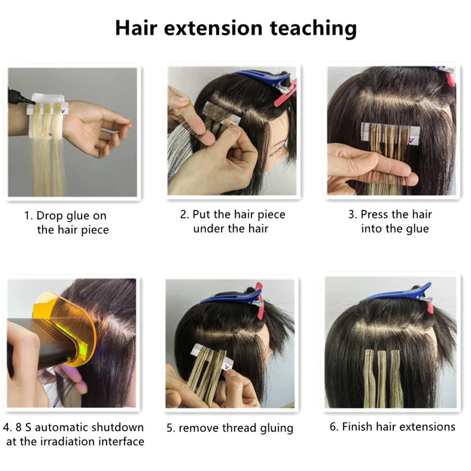 V-Light Technology Hair Extension Machine white Hair Extension Tools Kit Set with V light Hair extension glue -