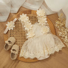 Dress your little one to impress with this adorable party romper for baby girls—perfect for special occasions and celebrations! -