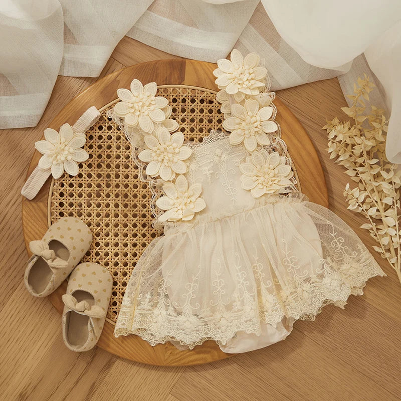 Dress your little one to impress with this adorable party romper for baby girls—perfect for special occasions and celebrations! -