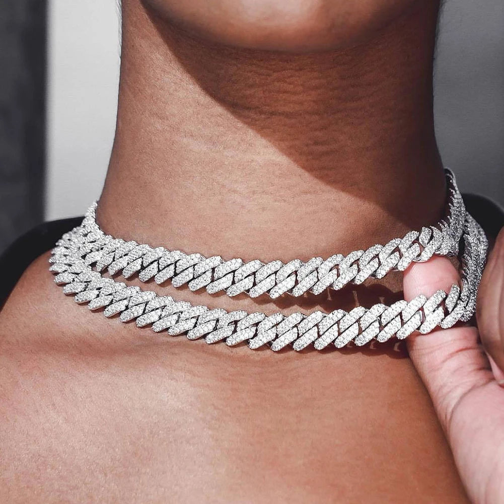 14mm Prong Miami Cuban Link Chain Necklace -