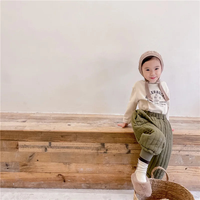 Children's Clothing From 2 To 7 Years Winter Kids Warm Cotton-Padded Trousers Baby Girls Thick Pants Toddler Boys Wear Clothes -