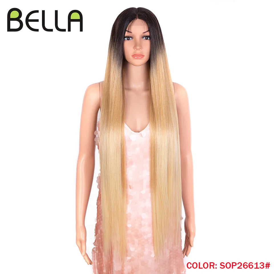 Make a bold statement with this super long 38 straight lace front wig—featuring a stunning Lolita pink and blonde blend, perfect for cosplay and standout style! -