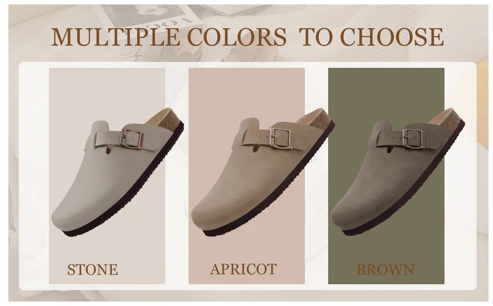 Evshine 2024 Women Cork Slides Classic Clogs For Women Fashion Mules Indoor Home Cork Suede Slippers Outdoor Soft Beach Slippers -