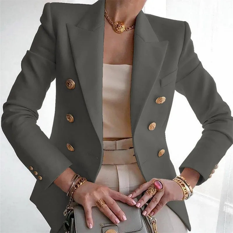 Stay chic and professional with this casual long sleeve blazer for women—fashionable coat perfect for office wear and stylish outerwear! -