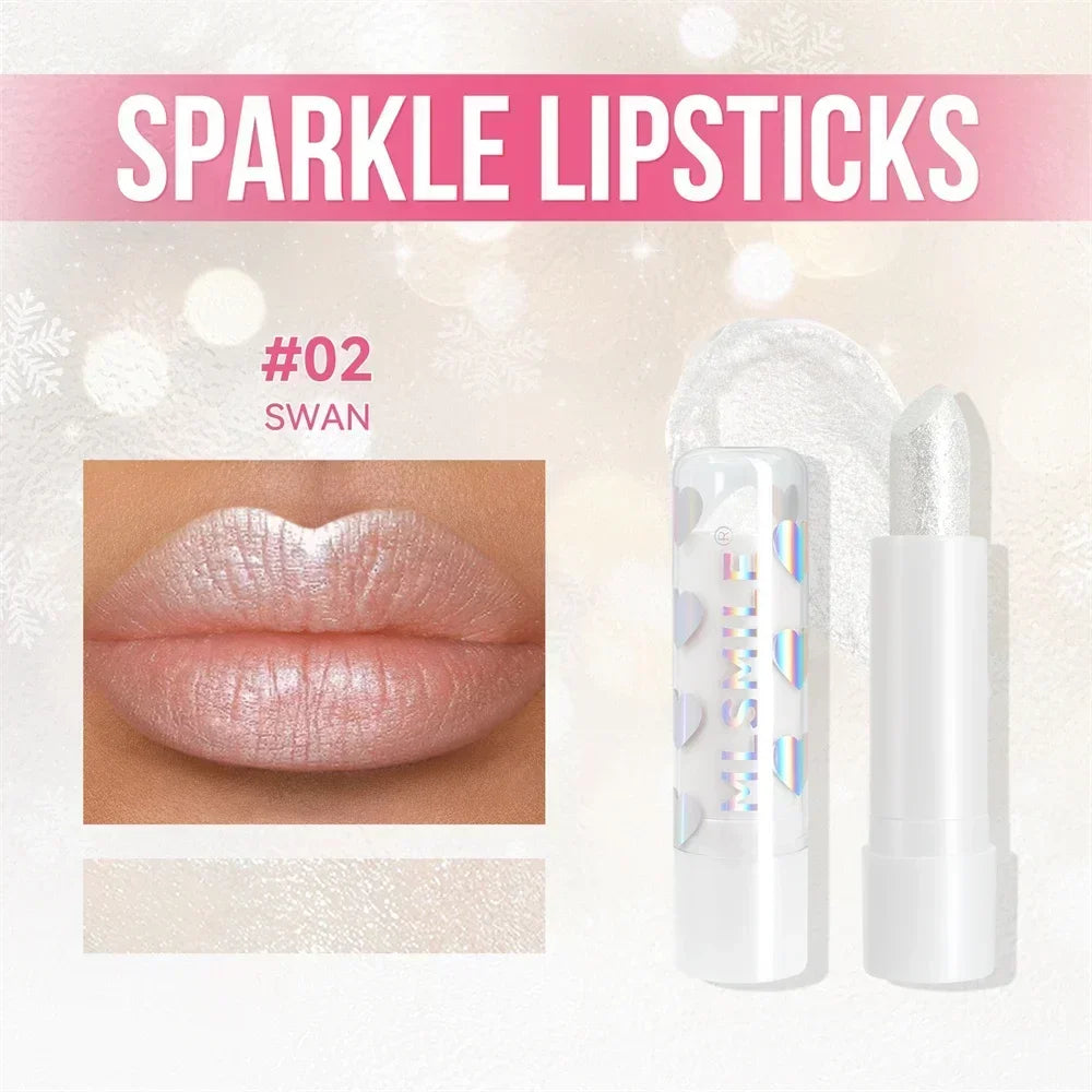 Diamond Metallic Pearlescent Lipstick Shiny Non-stick Cup Matte Velvet Waterproof Lip Stick Sexy Red White Lips Makeup Cosmetics -