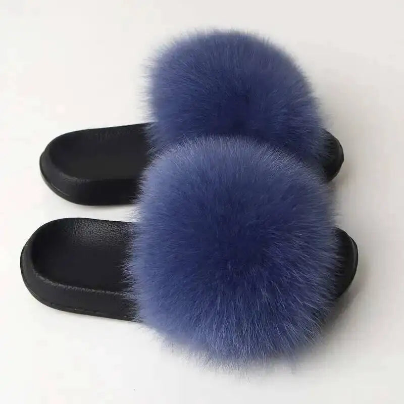 Real Fox Fur Slippers -