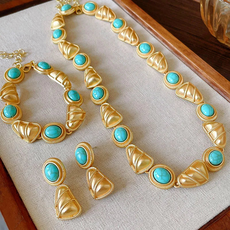 Vintage necklace with palace style geometric earrings and necklace -