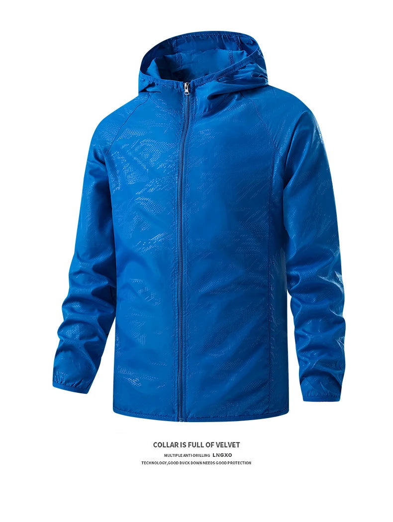 Stay protected during hiking adventures with these waterproof jackets for men and women. Featuring sun protection and windproof capabilities, these jackets are perfect for outdoor excursions, keeping you comfortable and shielded from the elements. -