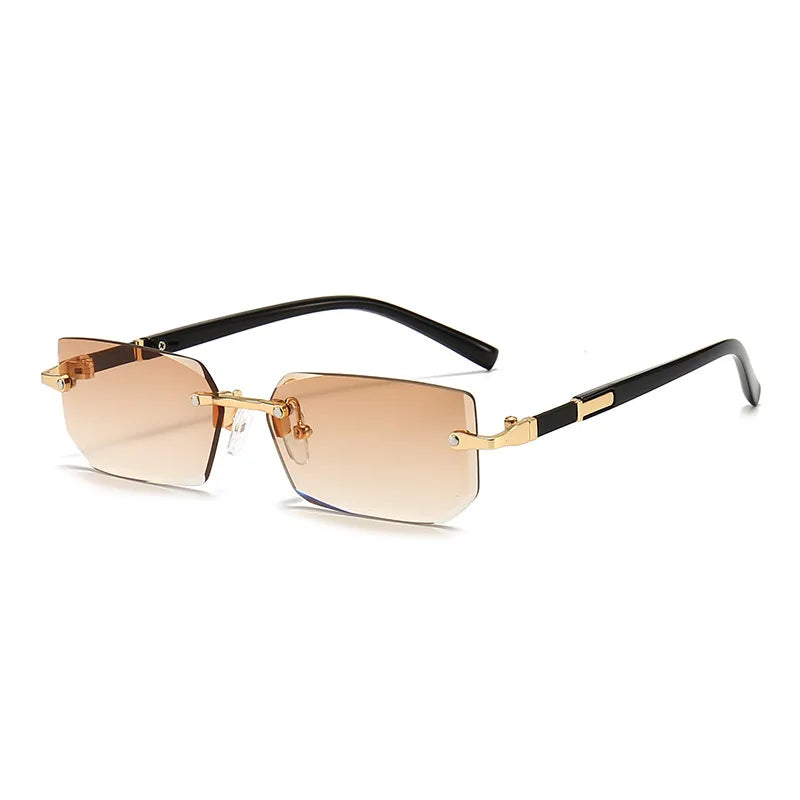Rimless Sunglasses Rectangle Fashion Popular Women Men Shades Small Square Sun Glasses For Female Male Summer Traveling Oculos -