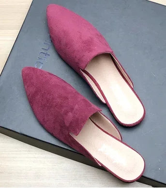 Female Simple Sewing Plain Shoes Outdoor Pointy Toe Slides Camel Blue Soft Sole Wide Fitting 48-33 2022 New Arrivals De Mujer -