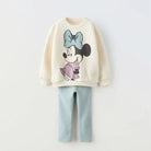 Minnie Mouse Pattern Baby Girl Autumn Sweatshirt Suit Popular Design Tops + Leggings Two Piece Set Kids Clothing Children's Set -