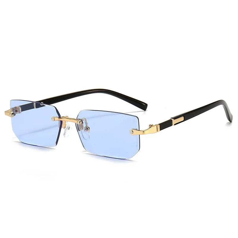 Rimless Sunglasses Rectangle Fashion Popular Women Men Shades Small Square Sun Glasses For Female Male Summer Traveling Oculos -