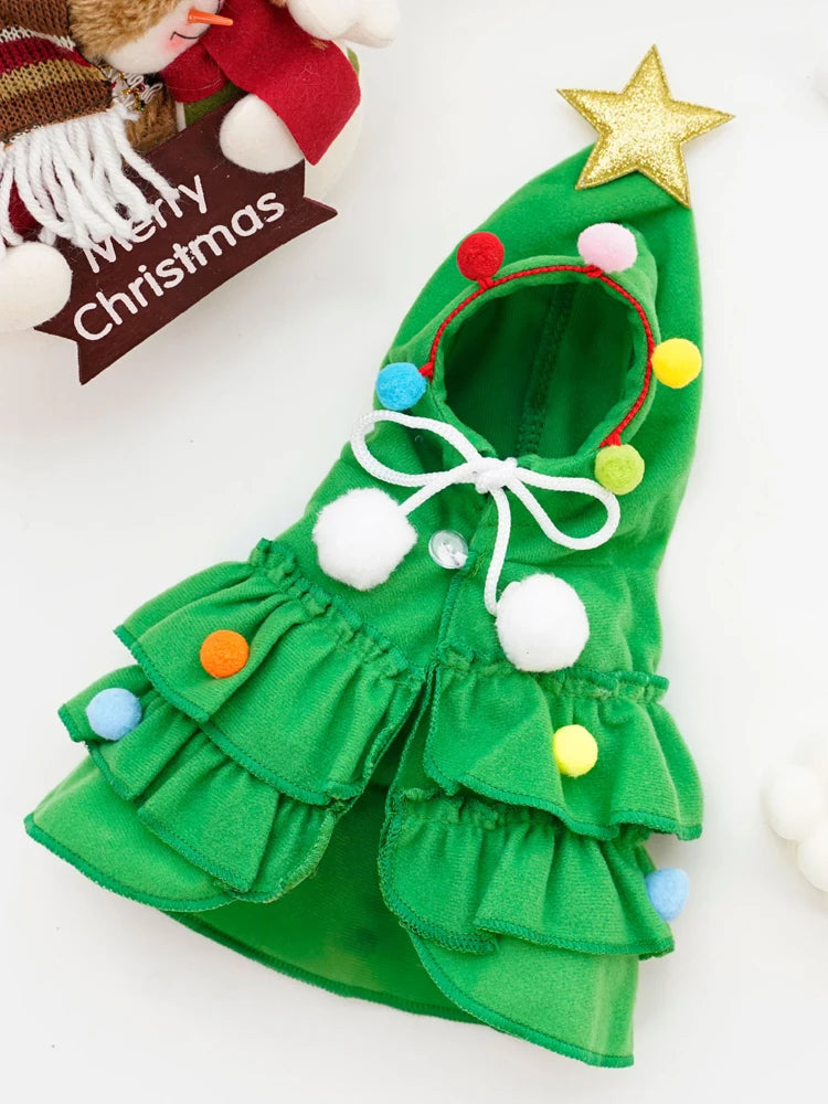 Dress your pets in festive style with this hot dog cloak or cat costume—perfect for Christmas celebrations and adding a touch of cheer to your furry friends' wardrobe! -