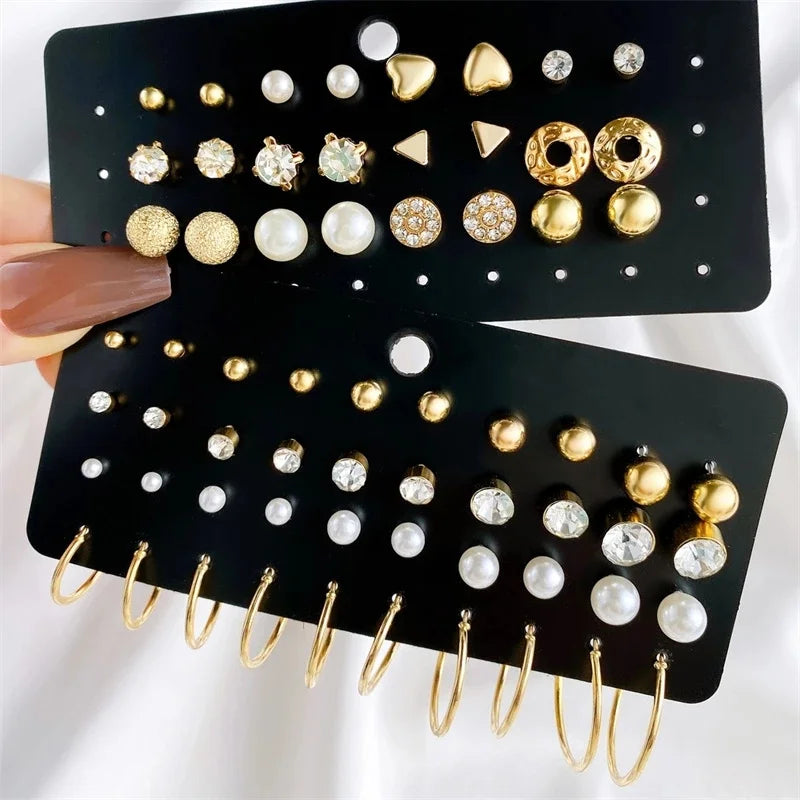 Trendy Vintage Gold Color Earrings Set -