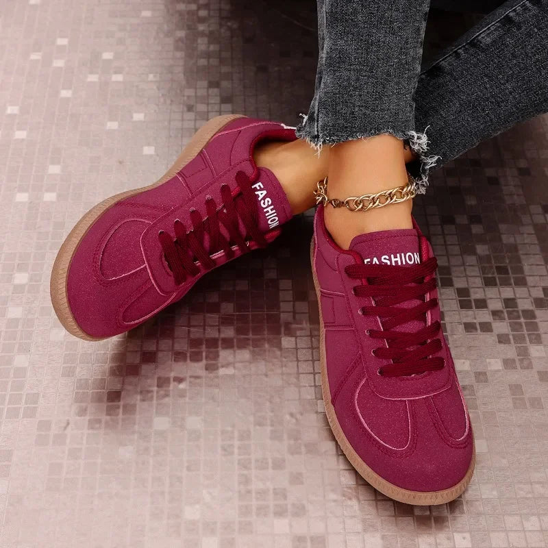 2025 Spring New Lace Up Women's Sports Shoes Plus Size Woman Sneakers Mixed Colors Female Fashion Versatile Flat Casual Sneaker -