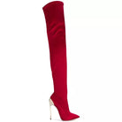 Arden Furtado 2025 Autumn Stretch boots Metal stiletto heels Over the knee boots Pointed Toe Super high heel thigh high boots 41 -