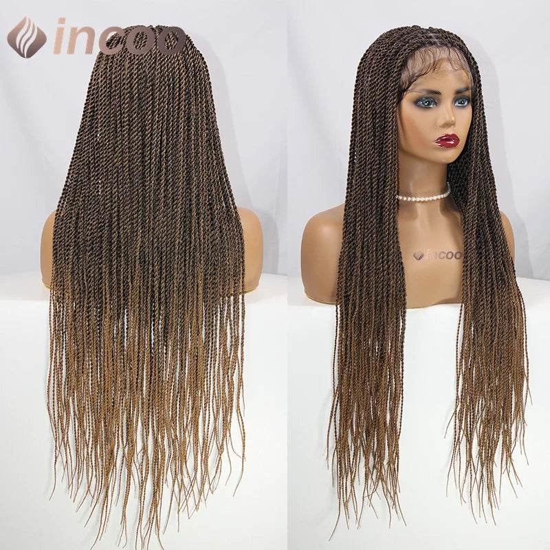 Full Lace Frontal Wigs Twist Braids Box Braids Lace Faux Locs Wig Goddess Braids -