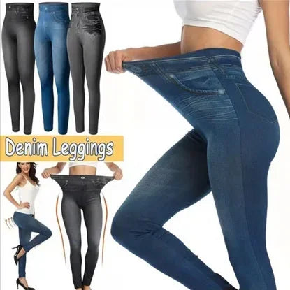 Women's Seamless Denim Yoga Leggings -