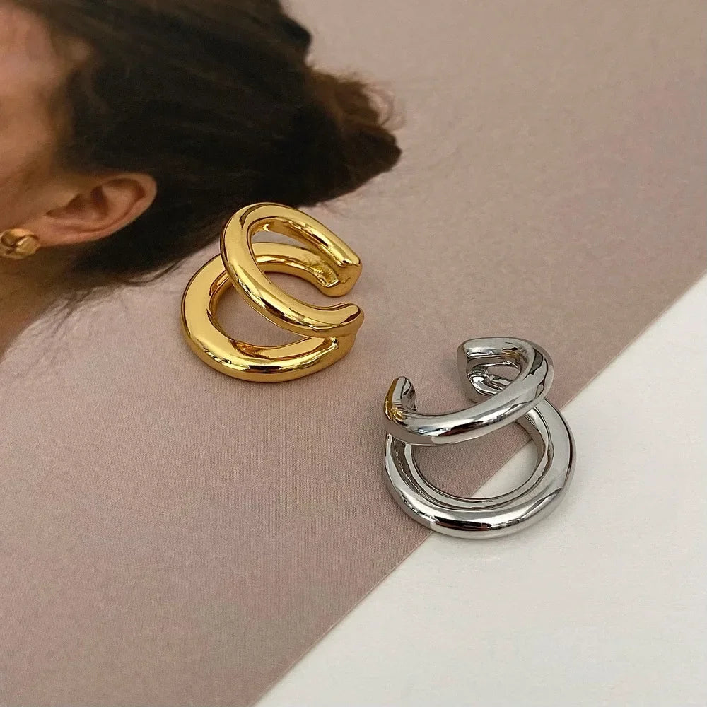 Sterling Silver Double Layered Earrings -