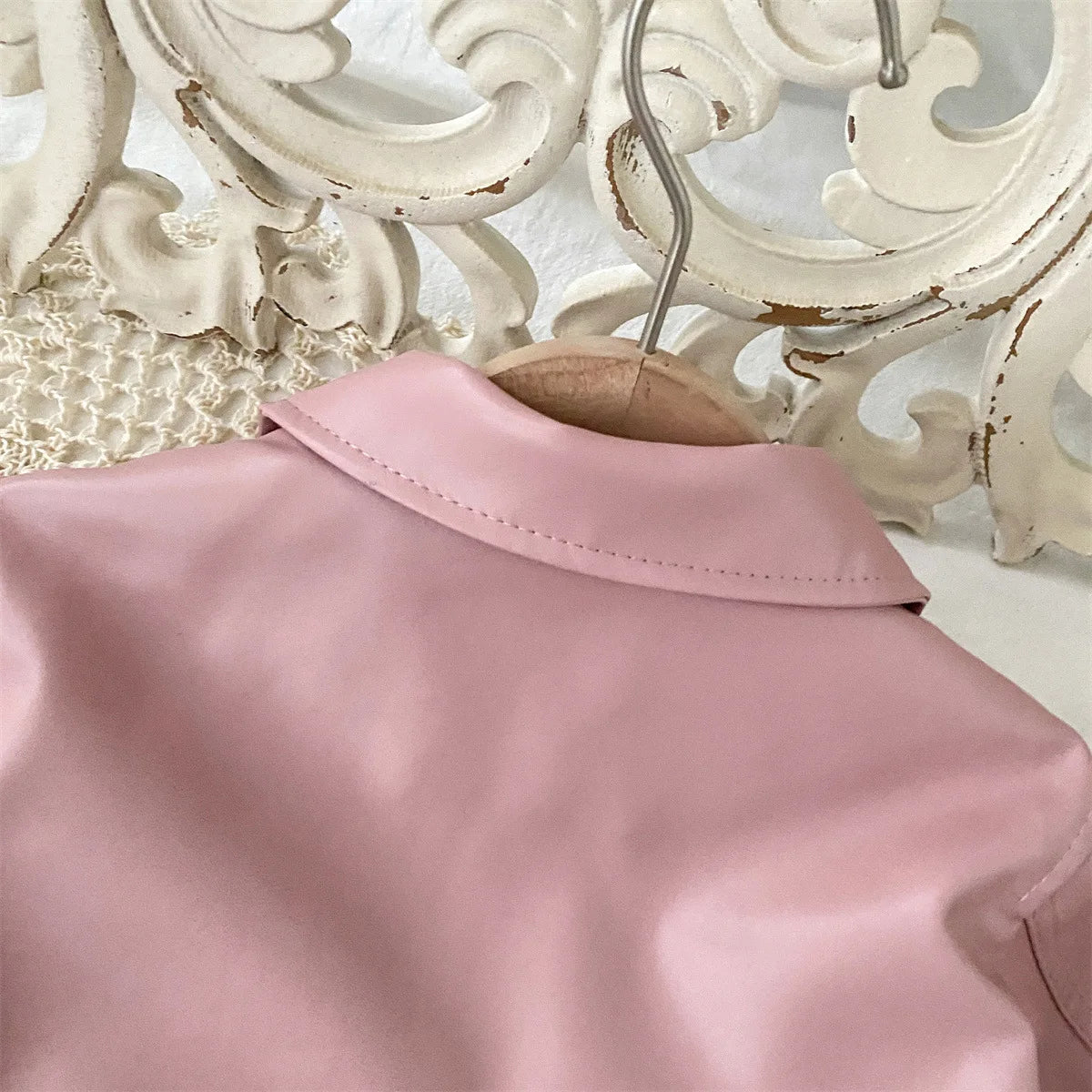 Children's Clothing Set 2025 Kids Clothes Autumn New Cool Girls Pu Leather Jacket With Short Skirt Fashion Two-Piece Outfit Set -