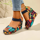 Shoes for Women 2025 New Women Wedge Sandals Retro Ethnic Printing Platform Sandals Ladies Casual Comfortable Outdoor Sandals -
