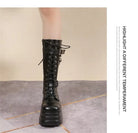 Plus Size 43 Autumn Women Boots Buckle Round Toe Wedges Platform Boots Punk Goth INS Women Street Shoes Combat Boots for Women -