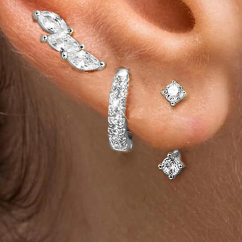 3PCS Leaf Tragus Huggie Earring -
