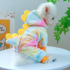 Dress your pet in adorable dinosaur-themed clothes to keep them warm and cozy. -