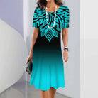 New Women's Dresses Striped Printed Elegant Casual O Neck Short Sleeve Summer Dresses Fashion Ladies Plus Size Clothing Vestidos -