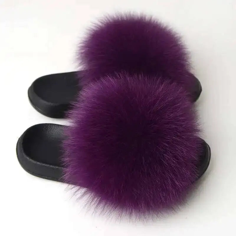 Real Fox Fur Slippers -