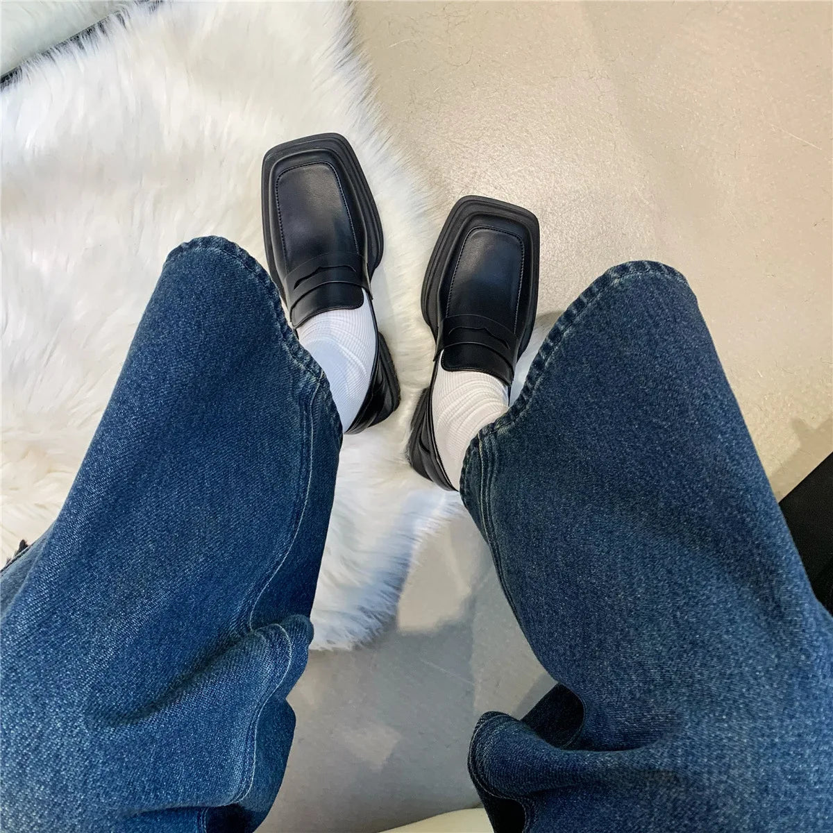 2025 New Women'S Shoes Low Heel Loafers Casual Ladies Slip on Square Toe Shoes Female Elegant Fashion Shoes Zapatillas Mujer -