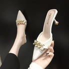 Baotou Half Drag Female Outside Wearing 2025 Summer New Fairy Wind Thin Heel Sandals High Heel Muller Slippers Slippers Women -