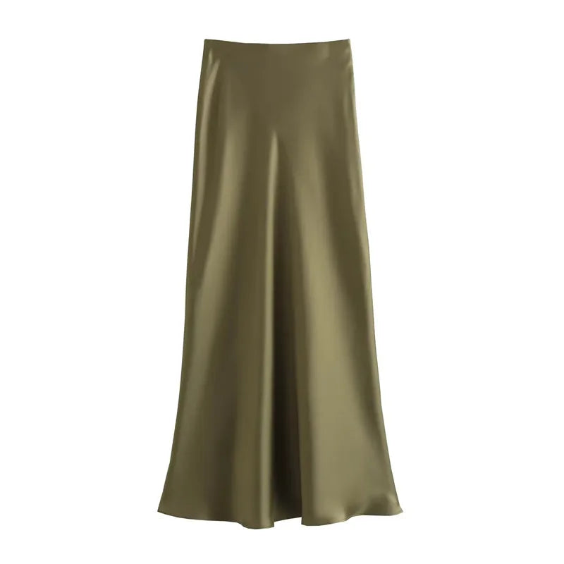 Elevate your wardrobe with this high-waisted satin skirt for women—perfect for adding a touch of elegance to any outfit! -