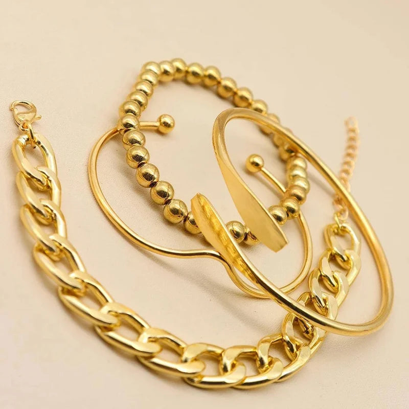4pcs Cuban Chain Bracelets -