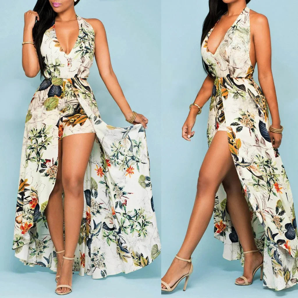 Women's V-neck Waist-fitted Dress -