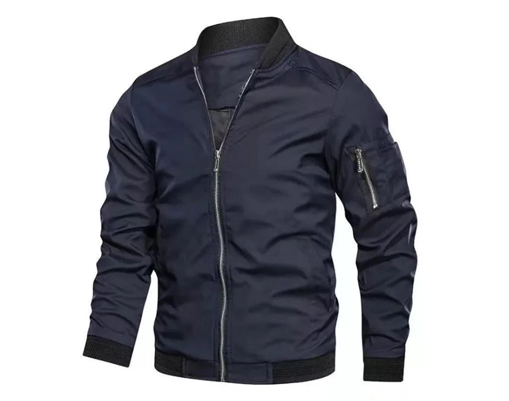 Stay stylish and comfortable with this men's casual lightweight bomber jacket. -